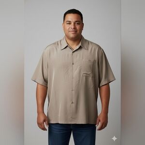 Oscar Misa Men's NWT Tan Short Sleeve Dress Shirt Sizes XL & 2XL